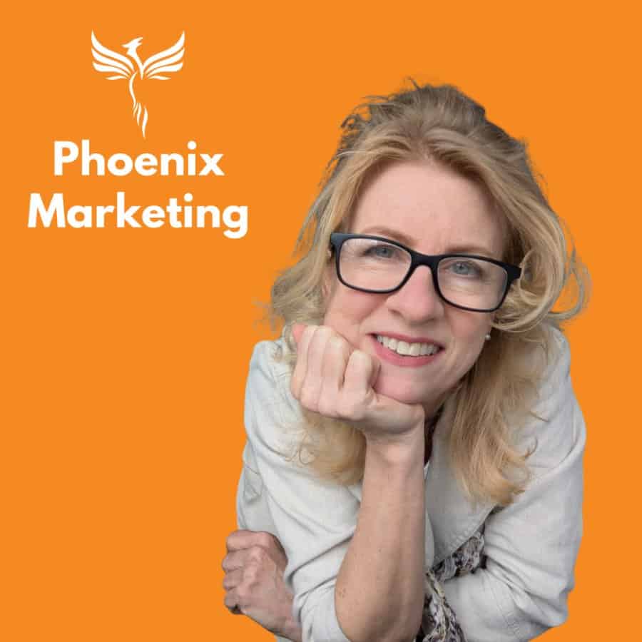 Smiling woman with glasses representing professional marketing services.