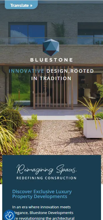 Bluestone Developments website — hero on mobile