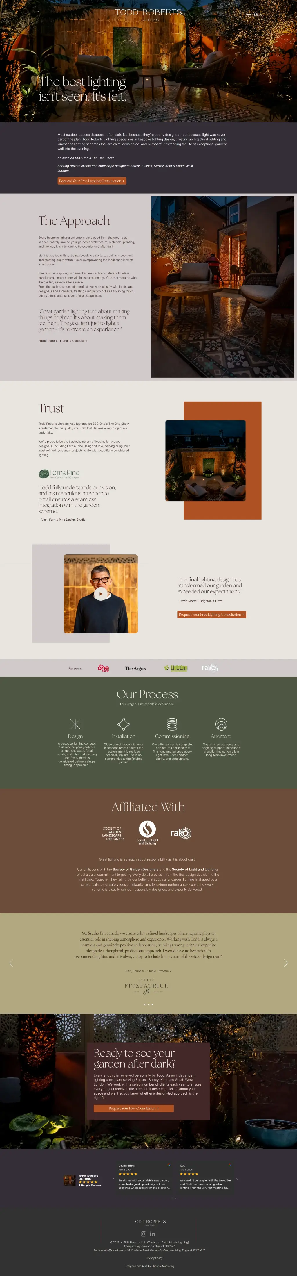 Todd Roberts Lighting website design